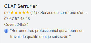 clap serrurier avis Google